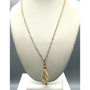 Vintage Seashell Slice Pendant Necklace, Genuine Shell with Interesting Pattern